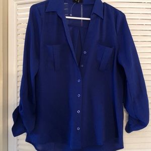Blue button up blouse